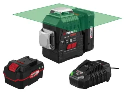 Accu-kruislijnlaser 20 V met 4 Ah accu's en 4,5 A lader