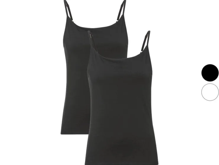 Dames spaghettibandjeshemd, 2 stuks, getailleerd gesneden