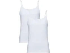 Dames spaghettibandjeshemd, 2 stuks, getailleerd gesneden