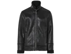 Heren bikerjack met imitatiebont