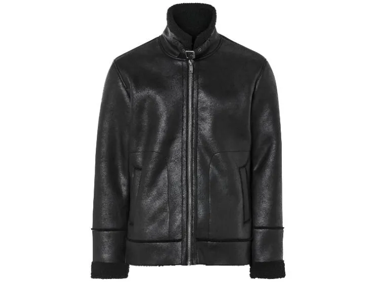 Heren bikerjack met imitatiebont