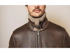 Heren bikerjack met imitatiebont