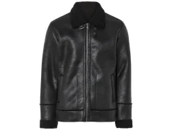 Heren bikerjack met imitatiebont