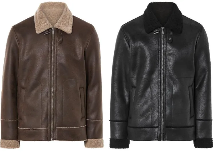 Heren bikerjack met imitatiebont