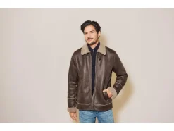 Heren bikerjack met imitatiebont