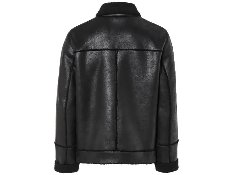 Heren bikerjack met imitatiebont