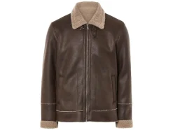 Heren bikerjack met imitatiebont