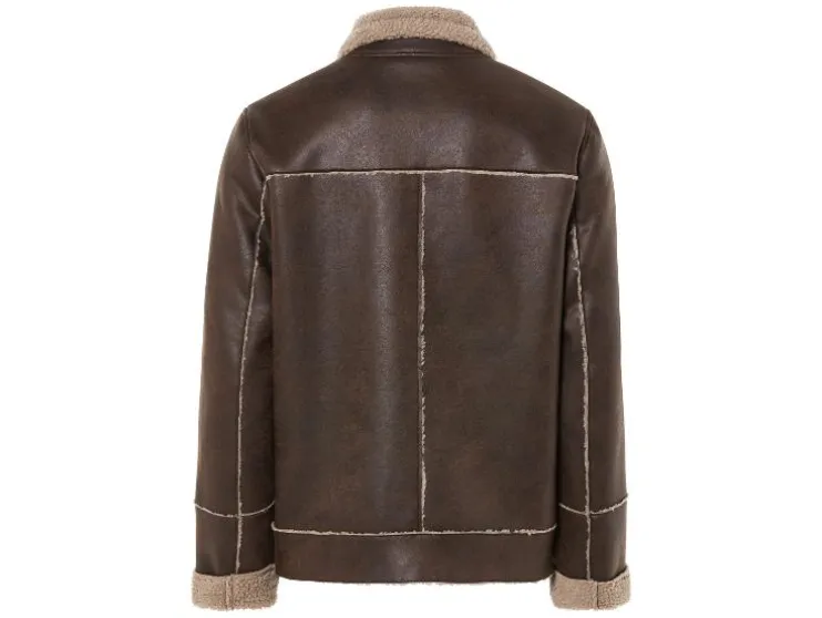 Heren bikerjack met imitatiebont