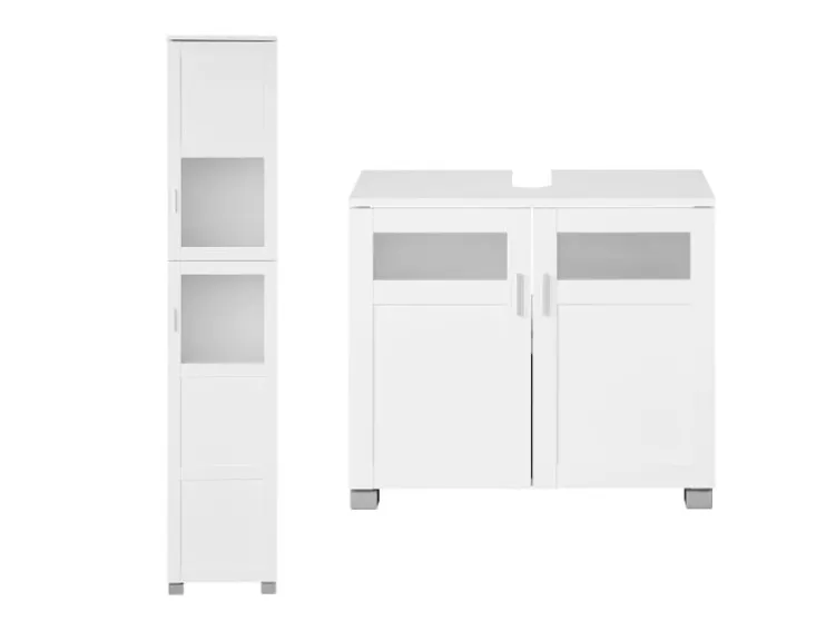 Hoge badkamerkast en onderkast wastafel Basel