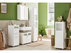 Hoge badkamerkast en onderkast wastafel Basel