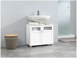 Hoge badkamerkast en onderkast wastafel Basel