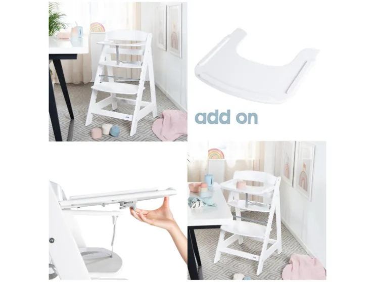 Houten kinderstoel met eetplank