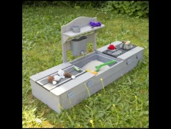 2-in-1 balkon zandbak met speelgoed keuken