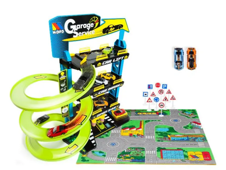 Parkeergarage met accessoires en speelkleed