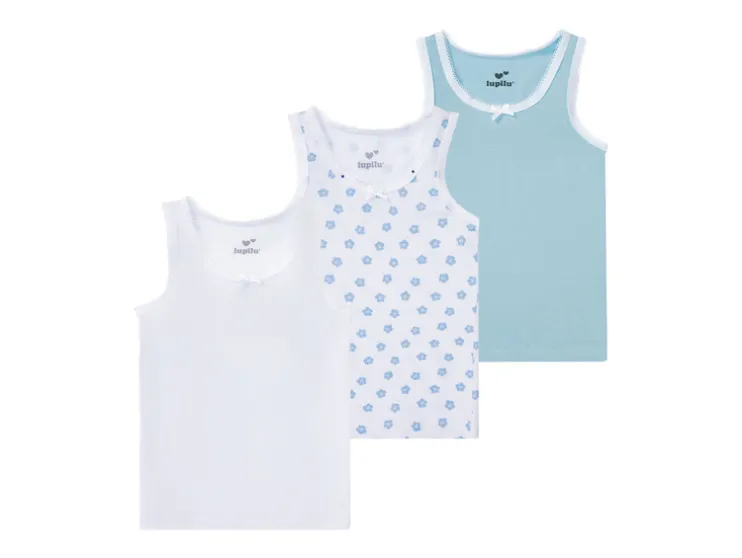 Peuters meisjes onderhemden, 3 stuks, met bio-katoen