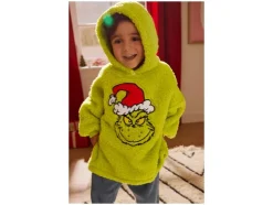 Pluche oversized kinder kersthoodie The Grinch