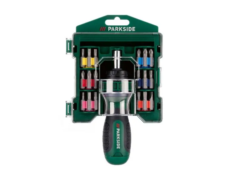 Ratelschroevendraaier met bits