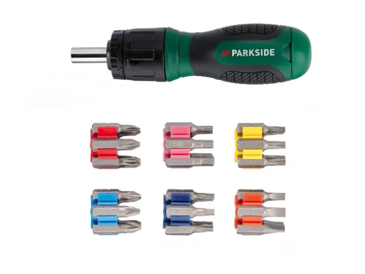 Ratelschroevendraaier met bits