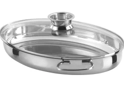 RVS braadpan ovaal 38 cm, 3 in 1