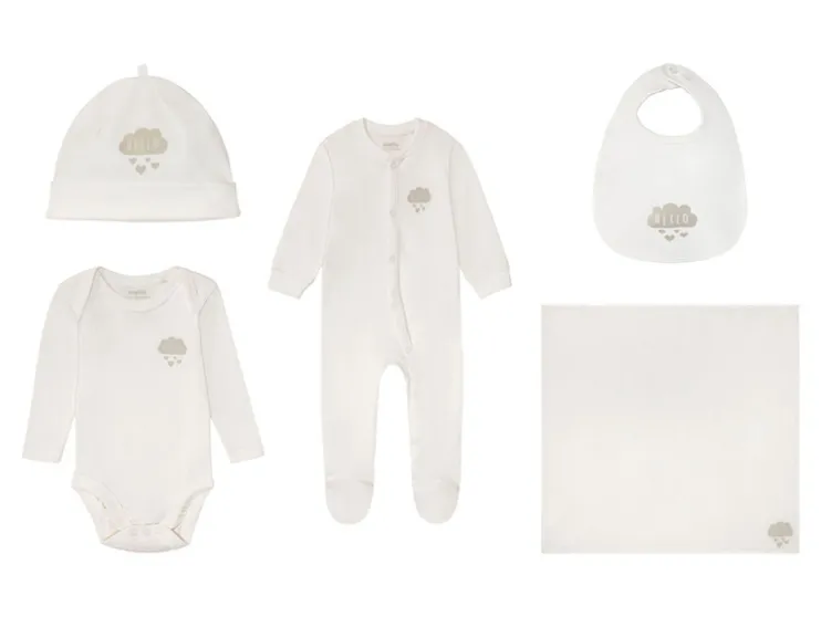 Unisex babyset, 5-delig met hoog gehalte aan bio-katoen